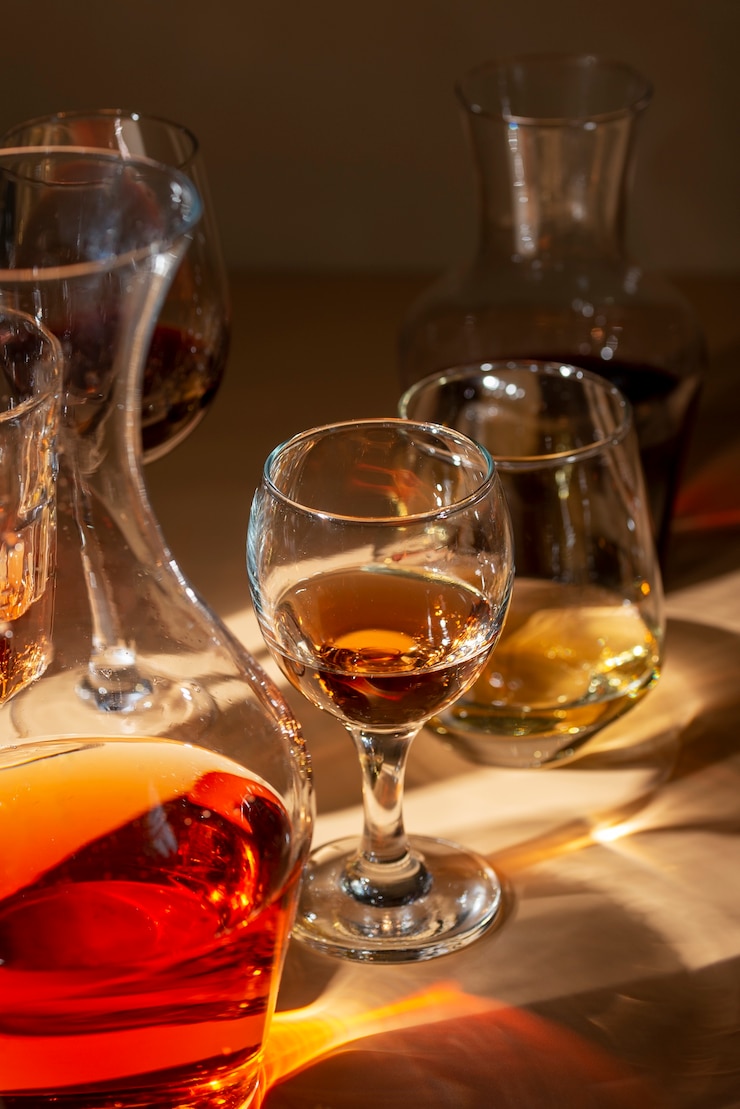 Bezpłatny plik Zdjęcie martwa natura karafki na wino na stole