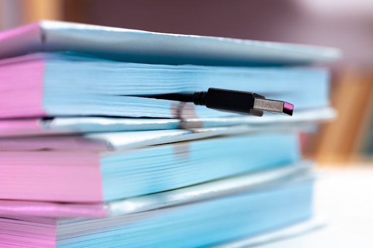 Bezpłatny plik Zdjęcie martwa natura z książek kontra technologia