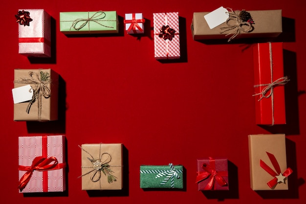 Martwa natura z pudełek na prezenty świąteczne