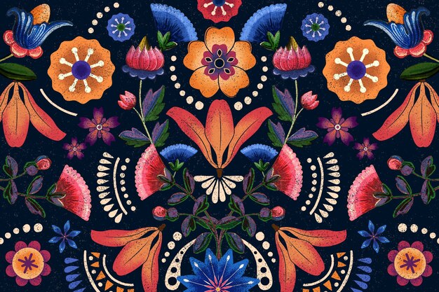 Meksykański etniczny wzór kwiatowy ilustracja