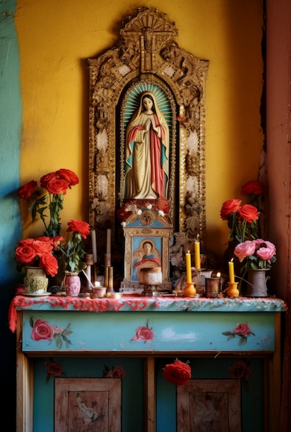 Bezpłatne zdjęcie meksykański ołtarz dia de muertos