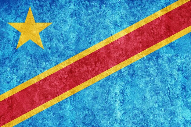 Metaliczna flaga Demokratycznej Republiki Konga, teksturowana flaga, flaga grunge