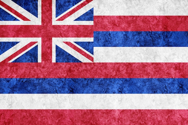 Metaliczna flaga stanu Hawaje, tło flagi Hawajów Metaliczna tekstura