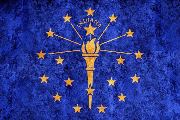 Metaliczna flaga stanu Indiana, tło flagi Indiany Metaliczna tekstura