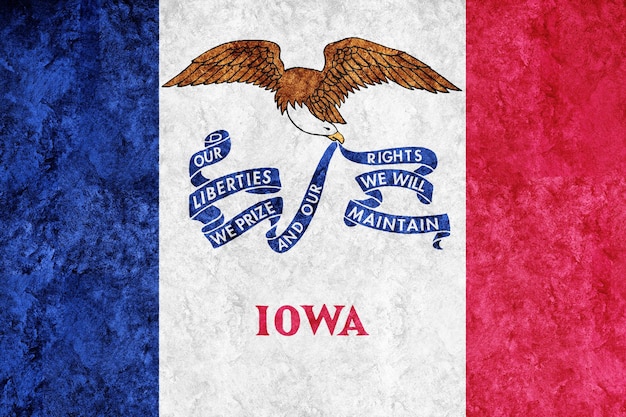 Metaliczna flaga stanu Iowa, tło flagi Iowa Metaliczna tekstura
