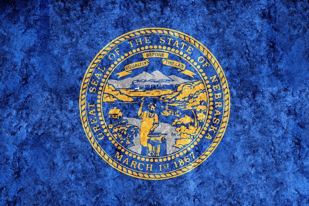 Metaliczna flaga stanu Nebraska, tło flagi Nebraski Metaliczna tekstura