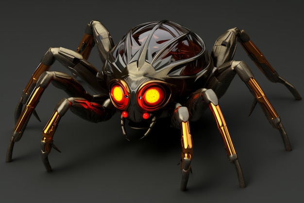 Metalowy robot trójwymiarowy pająk