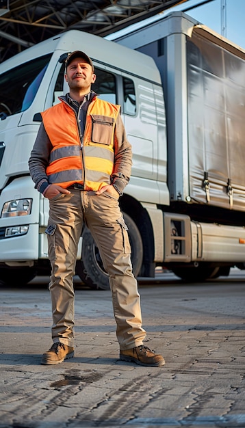 Bezpłatne zdjęcie mężczyzna pracujący jako kierowca ciężarówki
