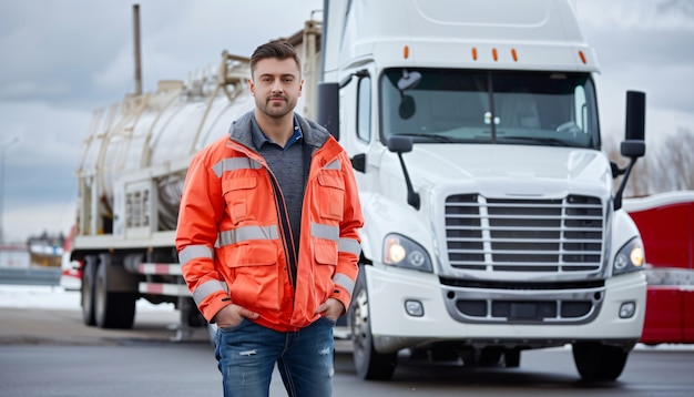 Bezpłatne zdjęcie mężczyzna pracujący jako kierowca ciężarówki