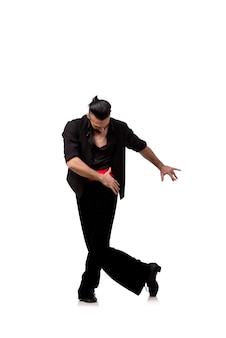 Mężczyzna Tancerz Tanczy Hiszpańskich Tanów Odizolowywających Premium Zdjęcia
