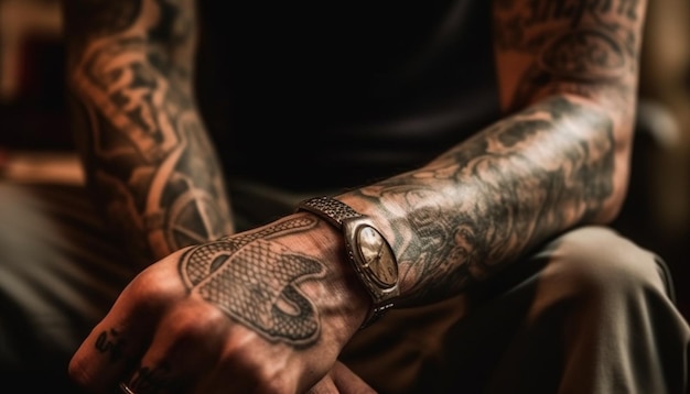 Mężczyzna z tatuażem na ramieniu