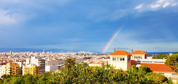 Miasto Z Pałacu Narodowego Montjuic. Barcelona