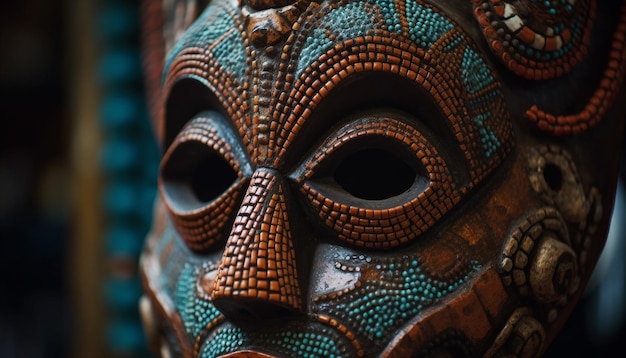 Bezpłatne zdjęcie miejscowa dekoracja maski żywe kolory starożytne rzemiosło ozdobne wzory generowane przez sztuczną inteligencję