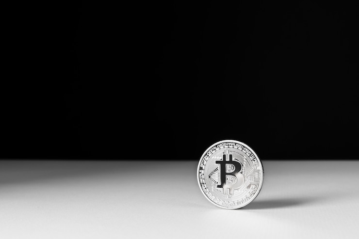 Bezpłatny plik Zdjęcie minimalistyczna aranżacja martwej natury z kryptowalutą