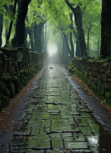 Bezpłatne zdjęcie minimalistyczna fotorealistyczna droga leśna