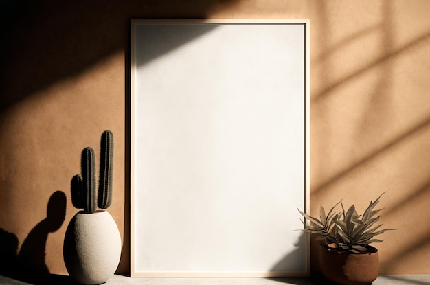 Bezpłatne zdjęcie minimalistyczny wystrój wnętrz salonu z pustą ramą
