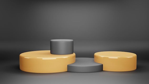 Minimalna scena z podium i abstrakcyjnym tłem w żółtych i czarnych kolorach scena renderowania 3d geometryczny kształt