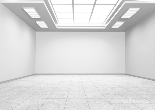Minimalne pokoje i ściany z efektami świetlnymi w renderowaniu 3d