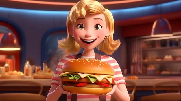 Bezpłatne zdjęcie młoda kobieta z hamburgerem.