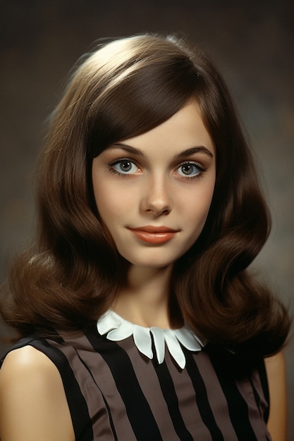 Młoda kobieta z średnim zdjęciem pozująca w portrecie vintage