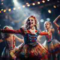Bezpłatne zdjęcie młode dzieci przedstawiają sztukę na scenie teatralnej z okazji światowego dnia teatru