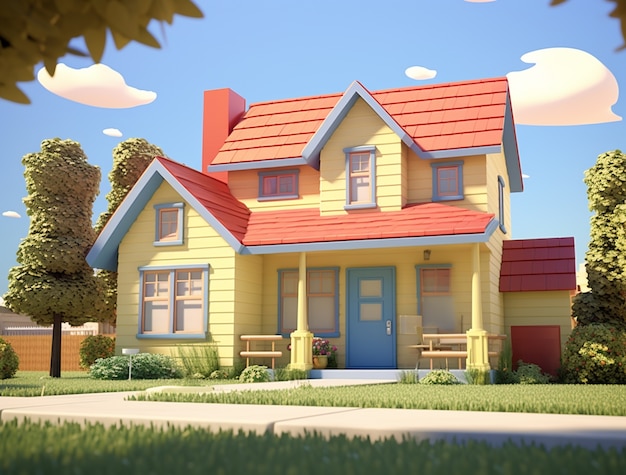 Bezpłatne zdjęcie model kreskówkowy dla domów mieszkalnych i nieruchomości