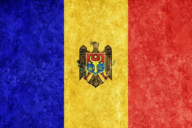 Mołdawia metaliczna flaga, teksturowana flaga, flaga grunge