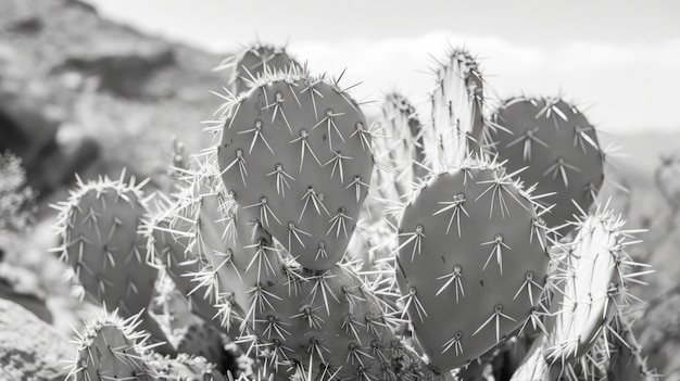 Monochromatyczne kaktusy pustynne