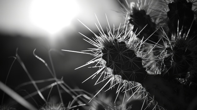 Bezpłatne zdjęcie monochromatyczne kaktusy pustynne