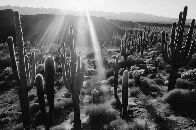 Monochromatyczne kaktusy pustynne