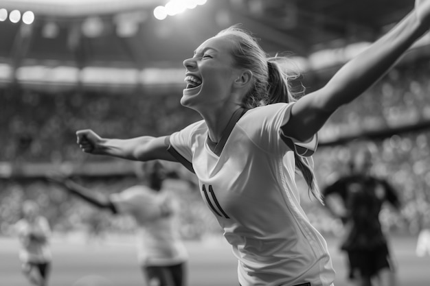 Bezpłatne zdjęcie monochromatyczny portret sportowca rywalizującego w mistrzostwach igrzysk olimpijskich