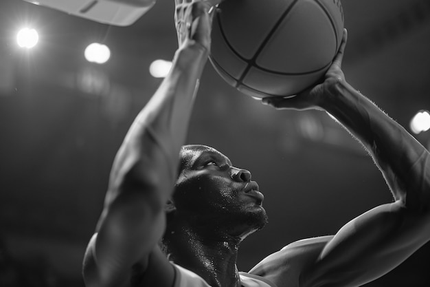 Bezpłatne zdjęcie monochromatyczny portret sportowca rywalizującego w mistrzostwach igrzysk olimpijskich