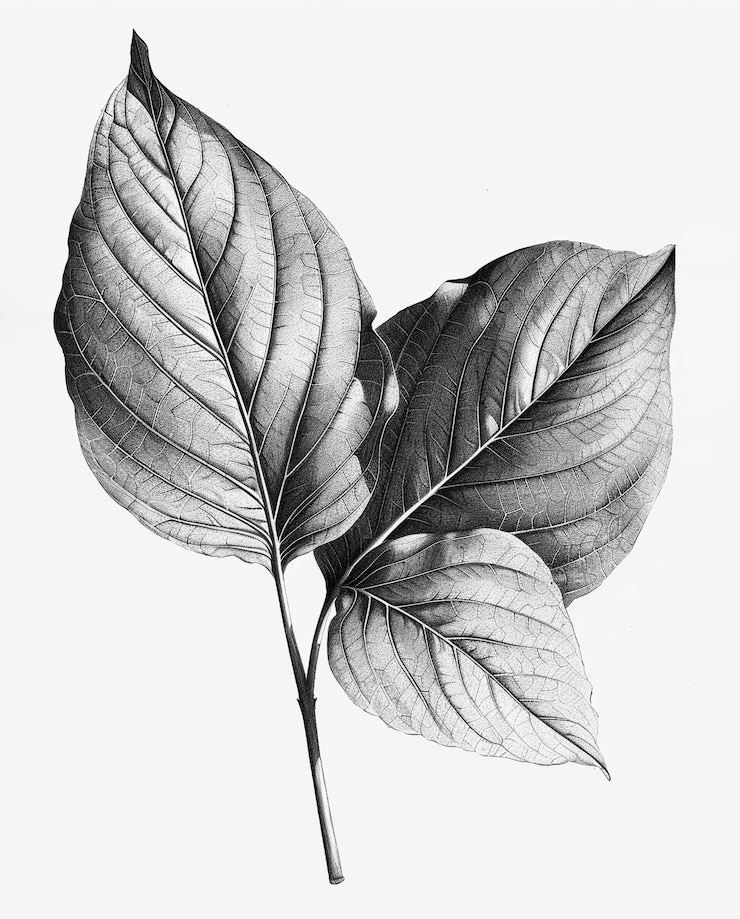 Bezpłatny plik Zdjęcie monochromatyczny vintage liść w stylu line art