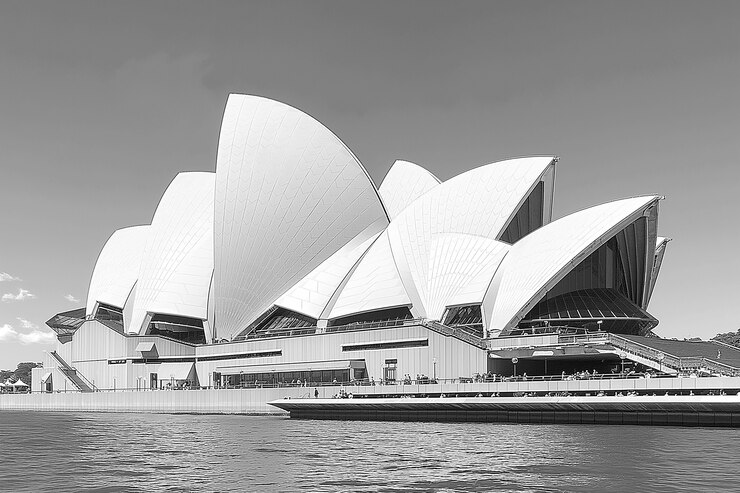 Bezpłatny plik Zdjęcie monochromatyczny widok opery w sydney na dzień światowego dziedzictwa
