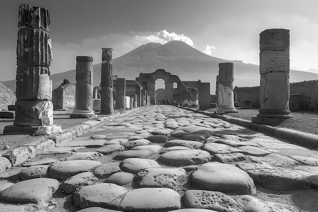 Monochromatyczny Widok Pompeji Na Dzień światowego Dziedzictwa