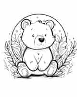 Bezpłatne zdjęcie monochrome line art bear coloring page illustration