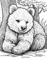 Bezpłatne zdjęcie monochrome line art bear coloring page illustration