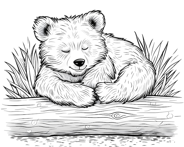 Bezpłatne zdjęcie monochrome line art bear coloring page illustration