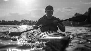 Bezpłatne zdjęcie monochrome portrait of athlete competing in the paralympic games championship