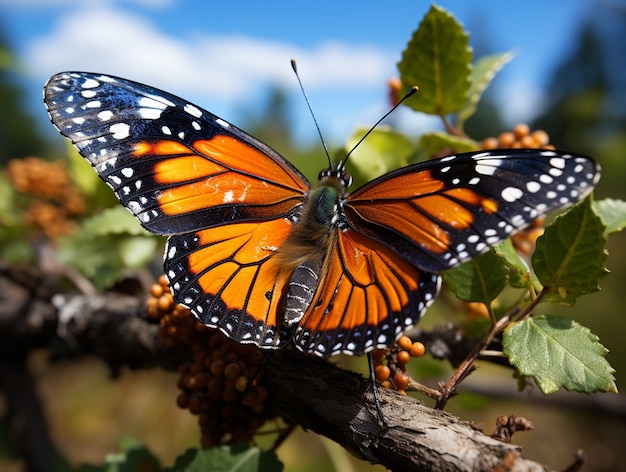 Bezpłatne zdjęcie motyl na gałęzi drzewa