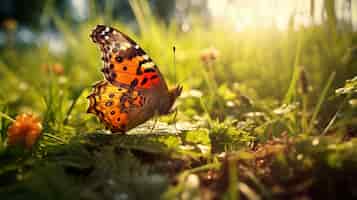 Bezpłatne zdjęcie motyl na trawie