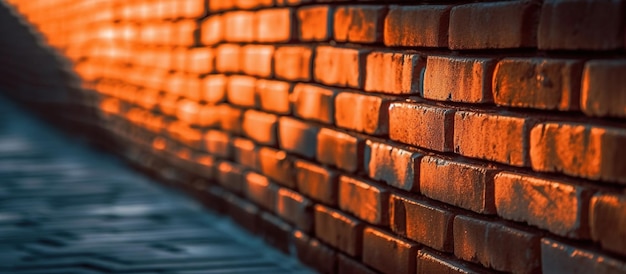 Mur Z Cegły Z Parzystymi Rzędami Czerwono-pomarańczowych Cegieł Obraz Generowany Przez Sztuczną Inteligencję
