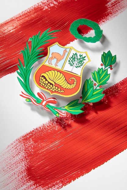 Bezpłatne zdjęcie narodowa flaga peru z symbolem