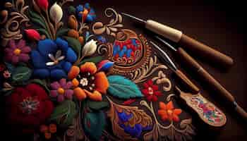 Bezpłatne zdjęcie natura rustykalna elegancja kwiatowe wzory z rdzennych kultur wygenerowane przez sztuczną inteligencję