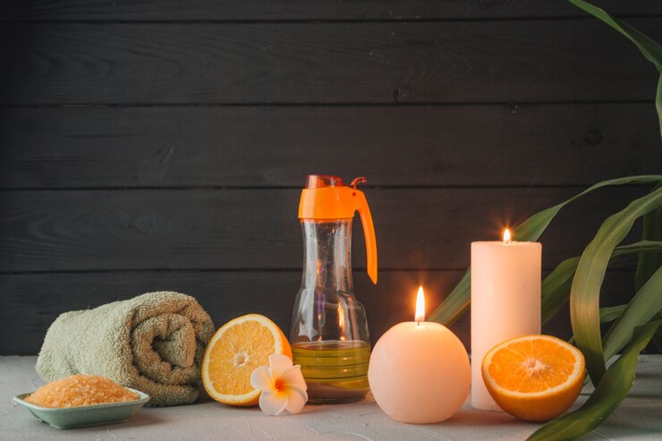 Bezpłatny plik Zdjęcie naturalne elementy spa ze świecami