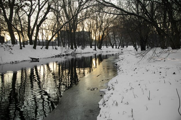 Naturalny piękny krajobraz z rzeką