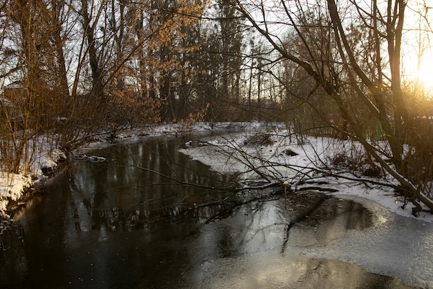 Naturalny piękny krajobraz z rzeką