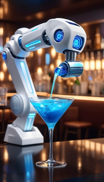 Bezpłatne zdjęcie neofuturystyczny drink koktajlowy z ręką robota