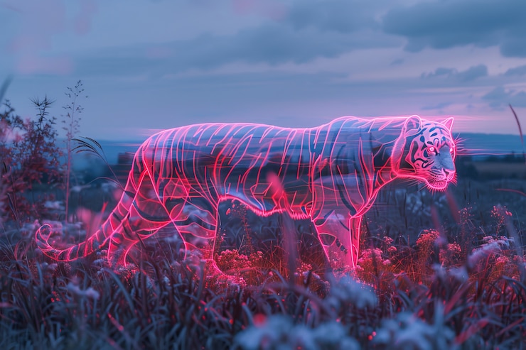 Bezpłatny plik Zdjęcie neonowy hologram tygrysa