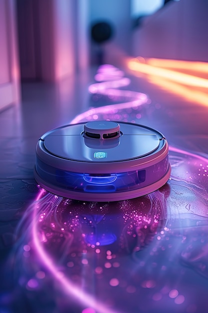 Neonowy robot odkurzacz